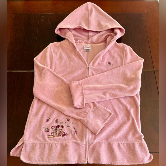 Disney Store Mickey & Minnie Mouse terrycoth pink jacket with hood Embroidery - Picture 5 of 12